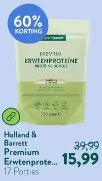 Holland & Barrett Premium Erwtenproteïne Vanille – 500g aanbieding