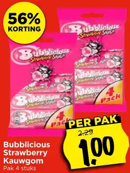 Vomar Voordeelmarkt Bubblicious Strawberry Kauwgom aanbieding