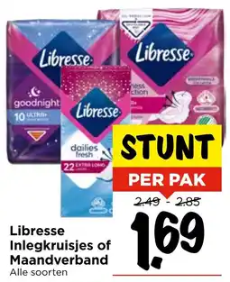 Vomar Voordeelmarkt Libresse Inlegkruisjes of Maandverband aanbieding