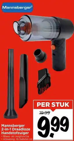 Vomar Voordeelmarkt Mannsberger 2-in-1 Draadloze Handstofzuiger aanbieding