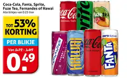 Hoogvliet Coca-Cola, Fanta, Sprite, Fuze Tea, Fernandes of Hawai aanbieding