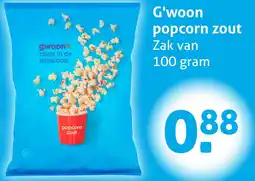 Hoogvliet G'woon popcorn zout aanbieding
