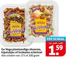 Hoogvliet Go Vega plantaardige shoarma, kipstukjes of krokante schnitzel aanbieding