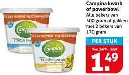 Hoogvliet Campina kwark of powerbowl aanbieding