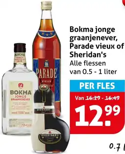Hoogvliet Bokma jonge graanjenever, Parade vieux of Sheridan's aanbieding