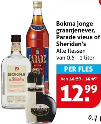 Hoogvliet Bokma jonge graanjenever, Parade vieux of Sheridan's aanbieding