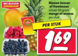 Nettorama Blauwe bessen of frambozen, mango of ananas aanbieding