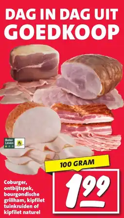 Nettorama Coburger, ontbijtspek, bourgondische grillham, kipfilet tuinkruiden of kipfilet naturel aanbieding