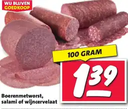 Nettorama Boerenmetworst, salami of wijncervelaat aanbieding