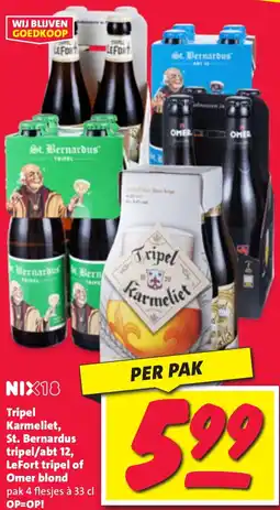 Nettorama Tripel Karmeliet, St. Bernardus tripel/abt 12, LeFort tripel of Omer blond aanbieding