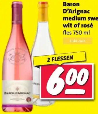 Nettorama Baron D'Arignac medium sweet wit of rosé aanbieding
