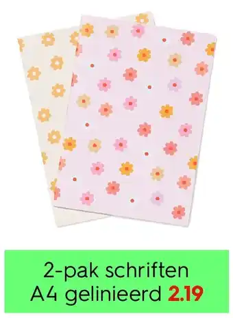 HEMA 2-pak schriften A4 gelinieerd aanbieding