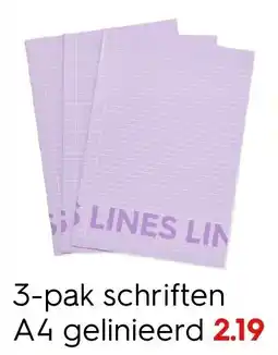 HEMA 3-pak schriften A4 gelinieerd aanbieding