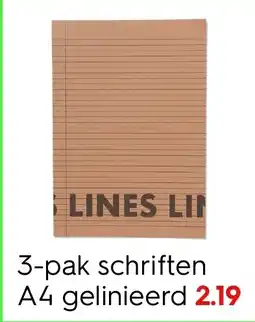HEMA 3-pak schriften A4 gelinieerd aanbieding