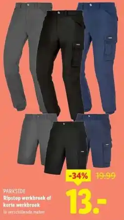 Lidl Ripstop werkbroek of korte werkbroek aanbieding