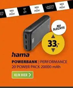 Expert Hama Performance 20 Power Pack 20.000 mAh Antraciet aanbieding