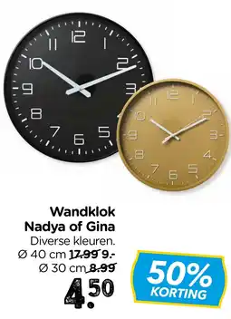 Xenos Wandklok Nadya of Gina aanbieding