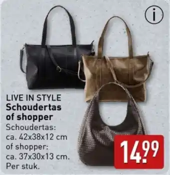 ALDI Live in style schoudertas of shopper aanbieding