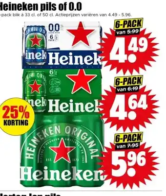 Dirk Heineken pils of 0.0 aanbieding
