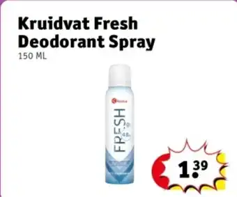 Kruidvat Kruidvat Fresh Deodorant Spray aanbieding