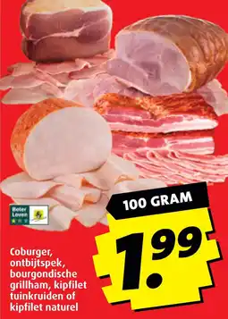 Boni Coburger, ontbijtspek, bourgondische grillham, kipfilet tuinkruiden of kipfilet naturel aanbieding