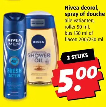 Boni Nivea deorol, spray of douche aanbieding