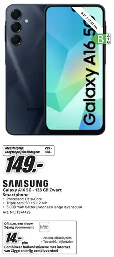 MediaMarkt Samsung Galaxy A16 5G 128 GB Zwart Smartphone aanbieding