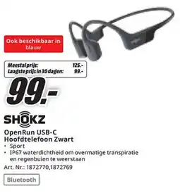 MediaMarkt Shokz OpenRun USB-C Hoofdtelefoon Zwart aanbieding