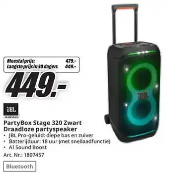 MediaMarkt JBL PartyBox Stage 320 Zwart Draadloze partyspeaker aanbieding