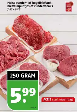 Poiesz Malse runder of kogelbiefstuk, biefstukpuntjes of rundersteaks aanbieding
