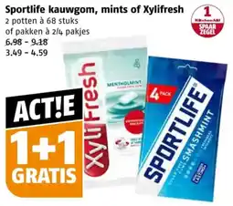 Poiesz Sportlife kauwgom, mints of Xylifresh aanbieding
