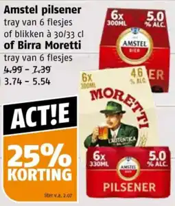 Poiesz Amstel pilsener of Birra Moretti aanbieding