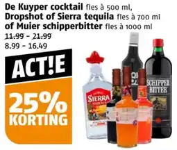 Poiesz De Kuyper cocktail, Dropshot of Sierra tequila of Muier schipperbitter fles aanbieding