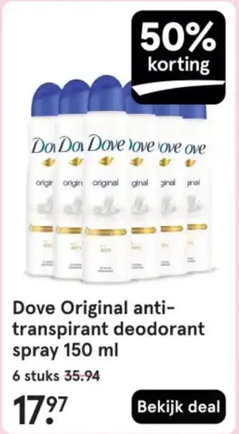 Etos Dove Original anti-transpirant deodorant spray aanbieding