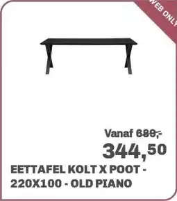 Trendhopper Eettafel Kolt X poot - 220x100 - Old piano aanbieding