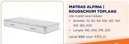 TotaalBED MATRAS ALPINA | KOUDSCHUIM TOPLAAG aanbieding