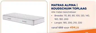 TotaalBED MATRAS ALPINA | KOUDSCHUIM TOPLAAG aanbieding
