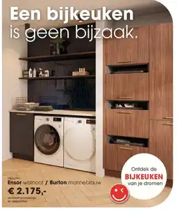 Superkeukens bijkeuken Ensor walnoot / Burton marineblauw aanbieding