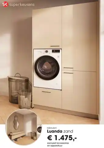 Superkeukens bijkeuken Luanda zand aanbieding