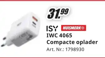 MediaMarkt ISY HUISMERK IWC 4065 Compacte oplader aanbieding