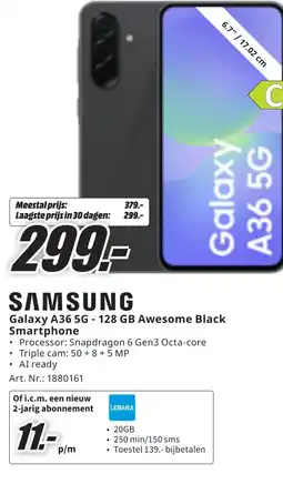 MediaMarkt SAMSUNG Galaxy A36 5G - 128 GB Awesome Bla Smartphone aanbieding