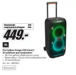 MediaMarkt JBL HARMAN PartyBox Stage 320 Zwart Draadloze partyspeaker aanbieding