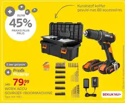 Praxis WORX ACCU SCHROEF-/BOORMACHINE aanbieding
