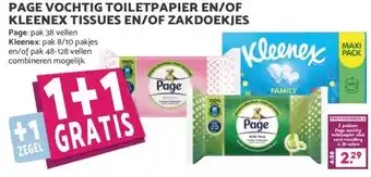 MCD Supermarkt PAGE VOCHTIG TOILETPAPIER EN/OF KLEENEX TISSUES EN/OF ZAKDOEKJES aanbieding