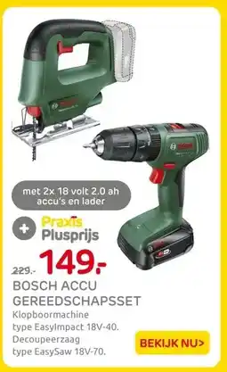 Praxis BOSCH ACCU GEREEDSCHAPSSET aanbieding