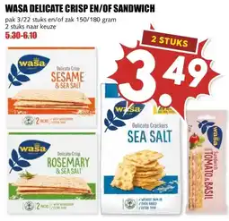 MCD Supermarkt WASA DELICATE CRISP EN/OF SANDWICH aanbieding