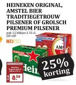 MCD Supermarkt HEINEKEN ORIGINAL, AMSTEL BIER TRADITIEGETROUW PILSENER OF GROLSCH PREMIUM PILSENER aanbieding