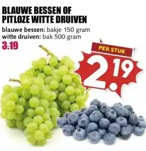 MCD Supermarkt BLAUWE BESSEN OF PITLOZE WITTE DRUIVEN aanbieding