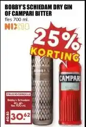 MCD Supermarkt BOBBY'S SCHIEDAM DRY GIN OF CAMPARI BITTER aanbieding