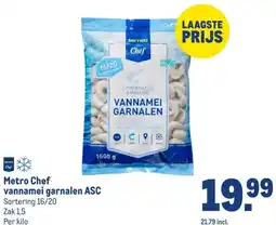 Makro Metro Chef vannamei garnalen ASC aanbieding